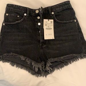 NWT Zara Hi-Rise Jean Shorts Black